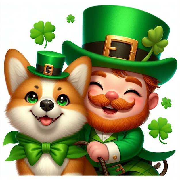 Illustration of a friendly leprechaun with a rosy complexion and a mischievous twinkle in his eyes