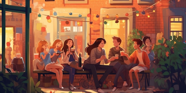 Illustration friendship day the world holiday of human connections generative ai