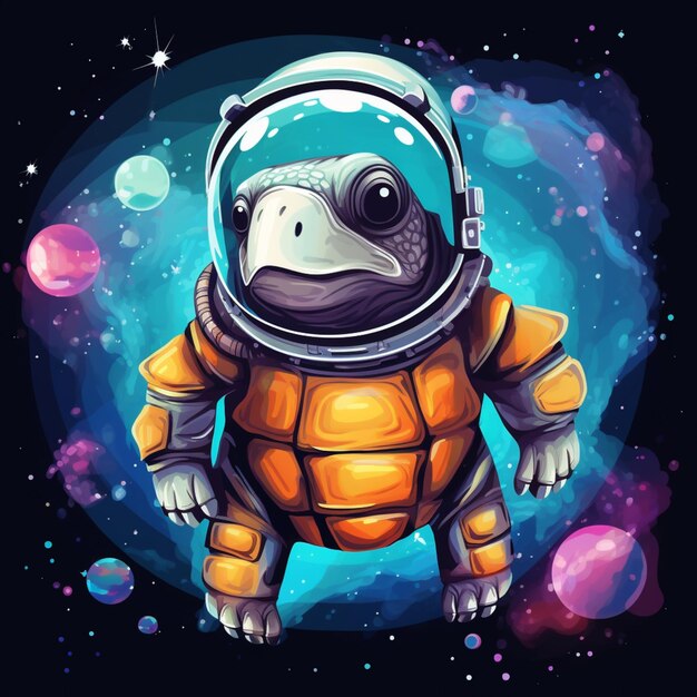 illustration of a frog astronaut in a space suit generative ai