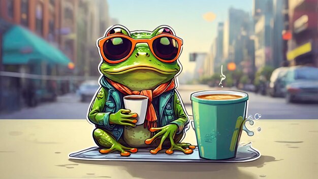 Illustration of a Frog Sticker