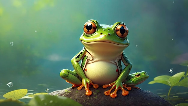 Illustration of a Frog Sticker