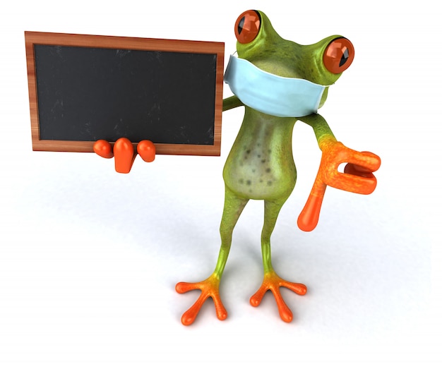Photo illustration of a frog with a mask