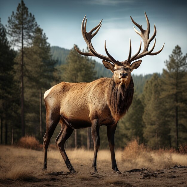 illustration of full body elk in the wildlife wide view shoot