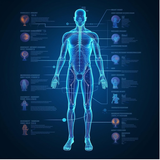 Photo illustration full human body anatomy information
