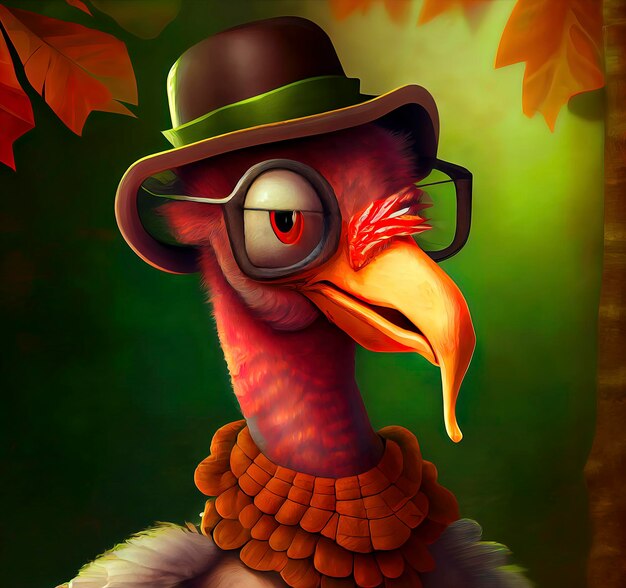 Illustration of funny thanksgiving turkey