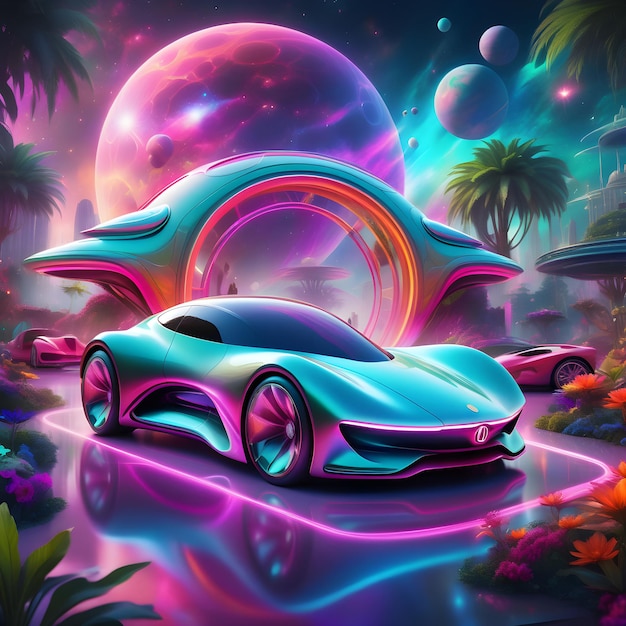 Photo illustration futuristic bugati cars