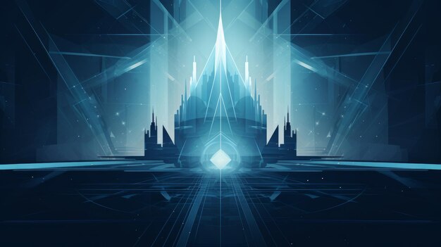 Photo an illustration of a futuristic castle in the dark