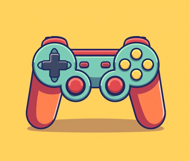 Illustration of a game controller with a controller on a yellow background.