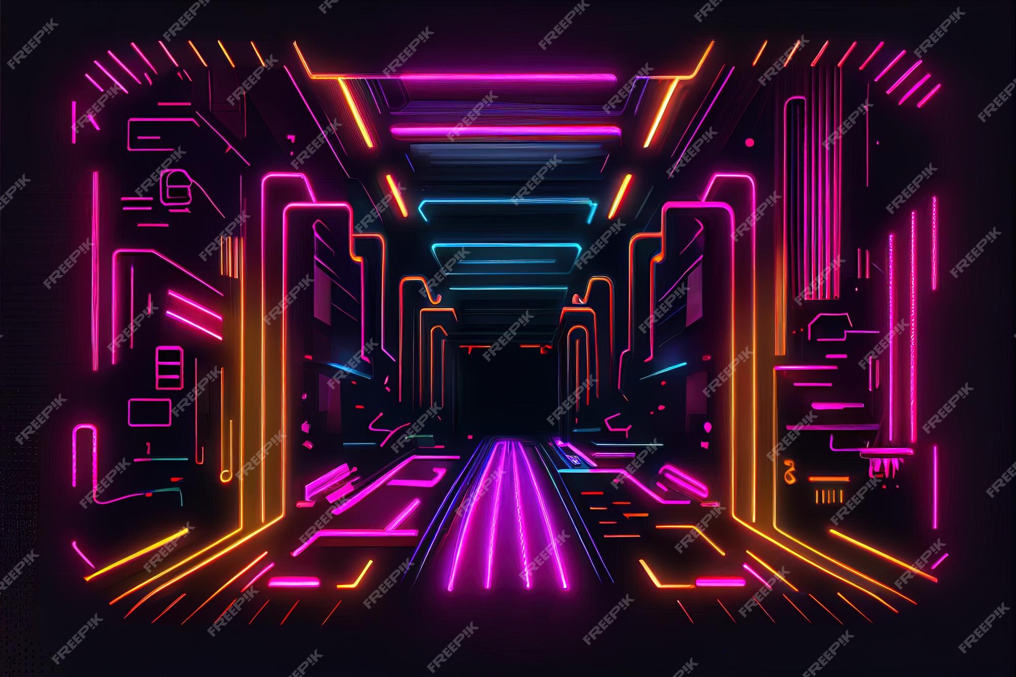 Premium Photo  Illustration of gaming background abstract cyberpunk style  of gamer wallpaper neon glow light of scifi fluorescent sticks digitally  generated image not based on any actual scene or pattern