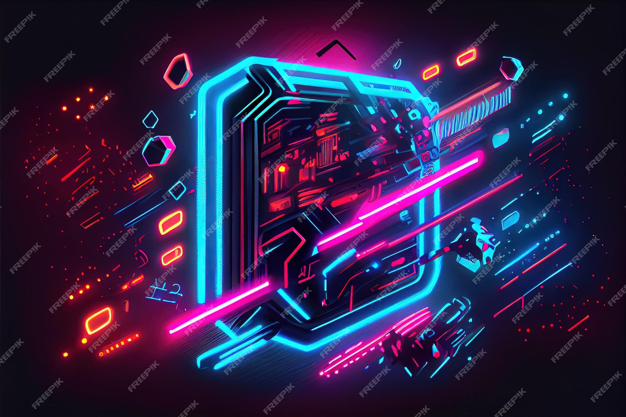 Premium Photo  Illustration of gaming background abstract cyberpunk style  of gamer wallpaper neon glow light of scifi fluorescent sticks digitally  generated image not based on any actual scene or pattern