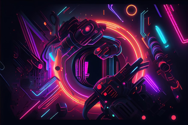 Premium Photo  Illustration of gaming background abstract cyberpunk style  of gamer wallpaper neon glow light of scifi fluorescent sticks digitally  generated image not based on any actual scene or pattern