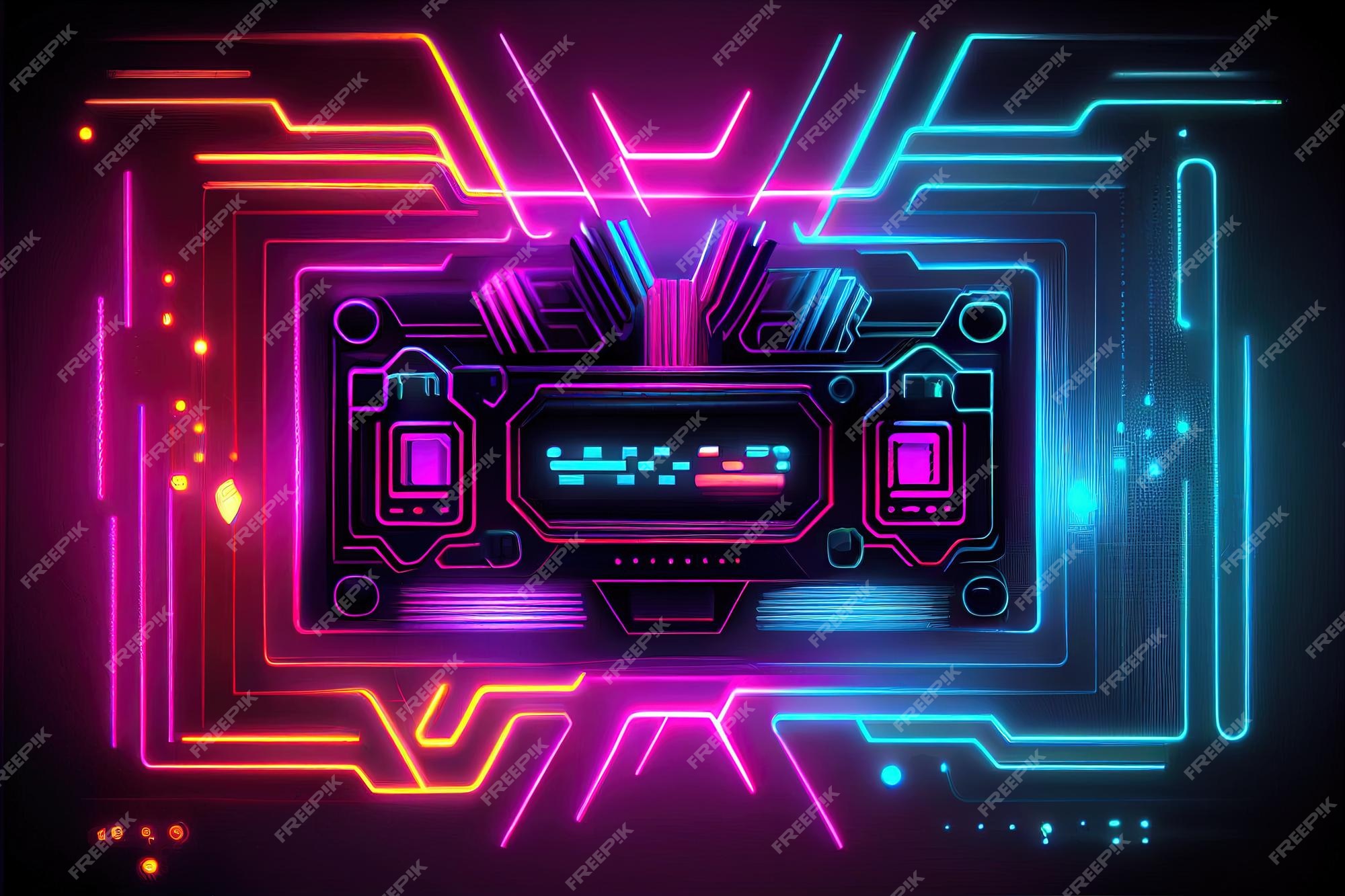 Premium Photo  Illustration of gaming background abstract cyberpunk style  of gamer wallpaper neon glow light of scifi fluorescent sticks digitally  generated image not based on any actual scene or pattern