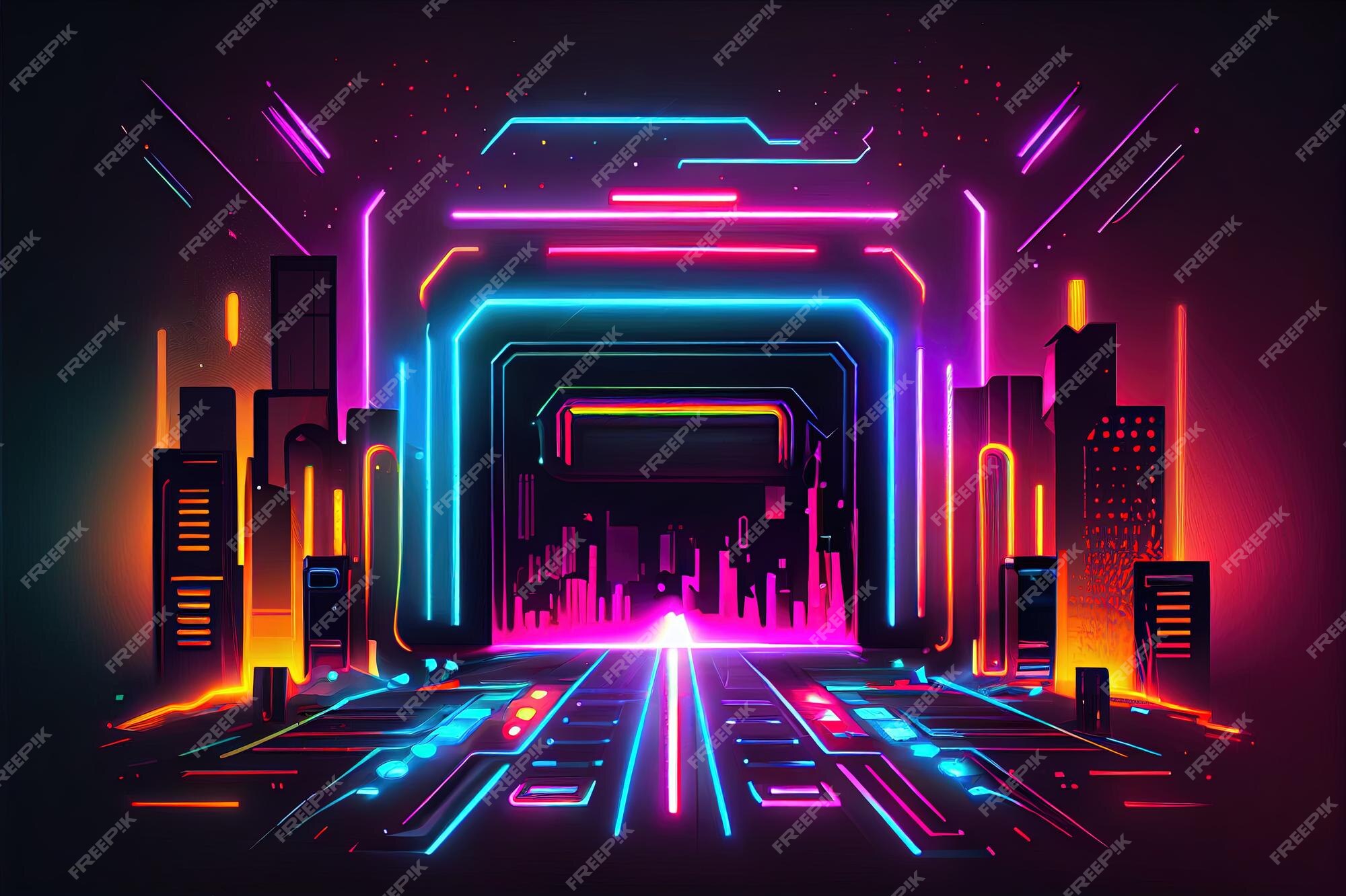 Premium Photo  Illustration of gaming background abstract cyberpunk style  of gamer wallpaper neon glow light of scifi fluorescent sticks digitally  generated image not based on any actual scene or pattern