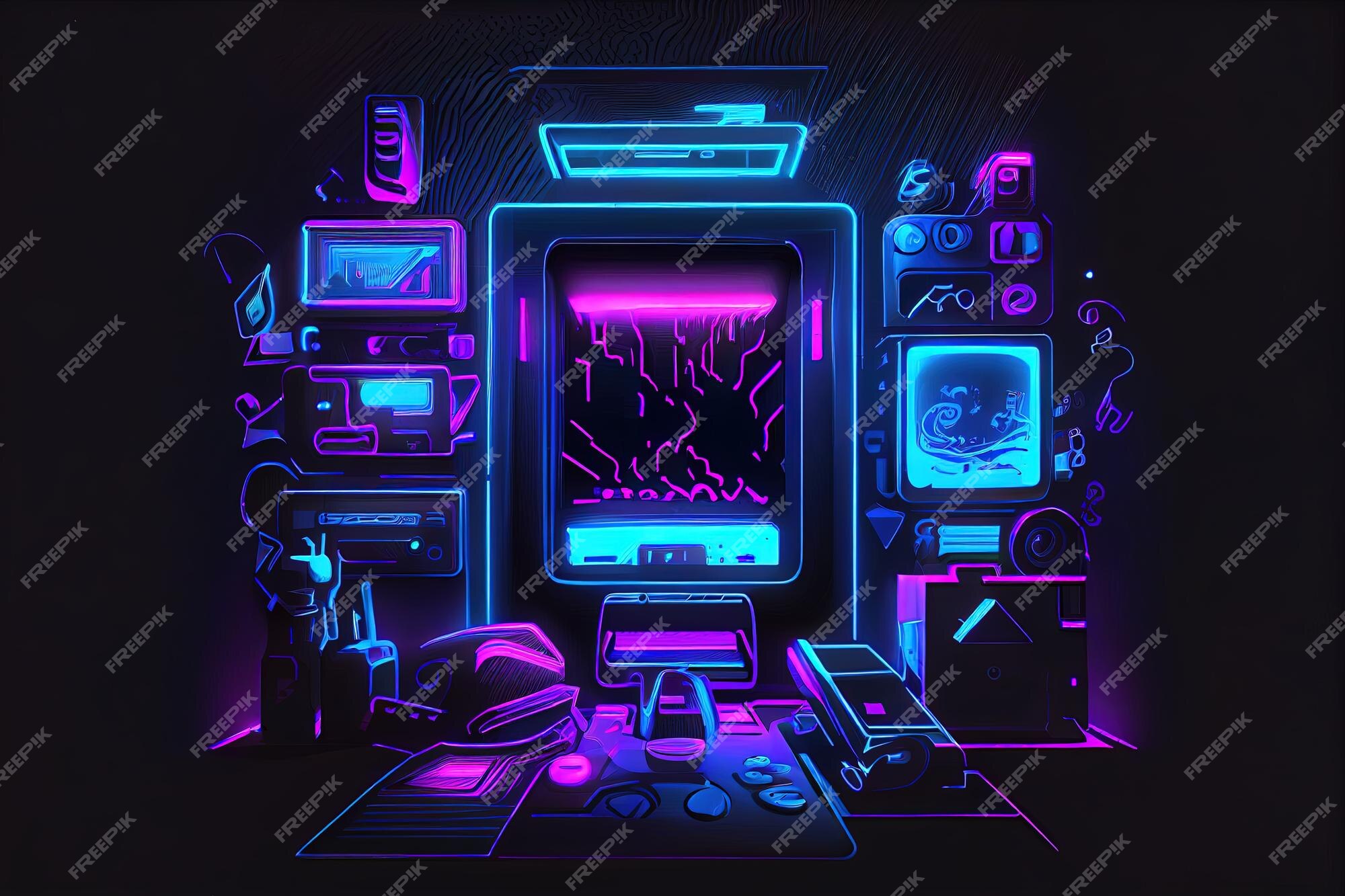 Premium Photo  Illustration of gaming background abstract cyberpunk style  of gamer wallpaper neon glow light of scifi fluorescent sticks digitally  generated image not based on any actual scene or pattern