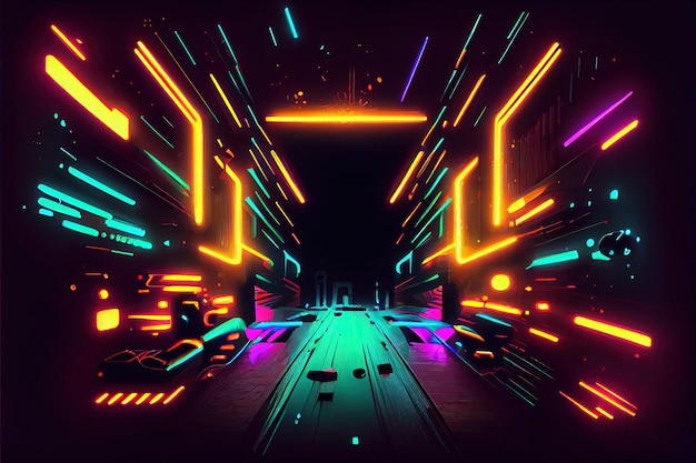 Premium Photo  Illustration of gaming background abstract cyberpunk style  of gamer wallpaper neon glow light of scifi fluorescent sticks digitally  generated image not based on any actual scene or pattern