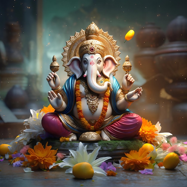 인도 Generative Ai의 Happy Ganesh Chaturthi 축제를 위한 Ganesha 배경 그림