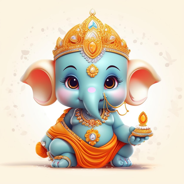 Illustration of Ganesha background for Happy Ganesh Chaturthi festival of India Generative Ai