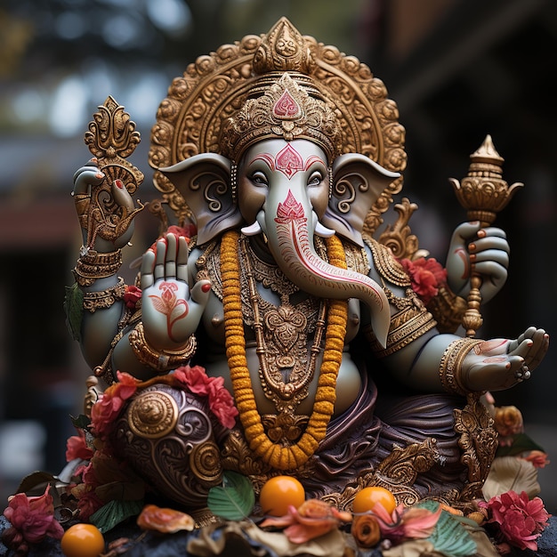 인도 Generative Ai의 Happy Ganesh Chaturthi 축제를 위한 Ganesha 배경 그림