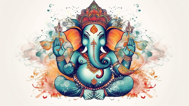 Illustration of ganesha for ganesh chaturthi and diwali Generative ai