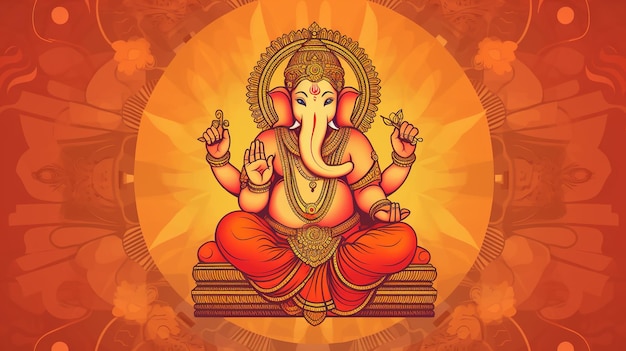 Illustration of ganesha for ganesh chaturthi and diwali Generative ai