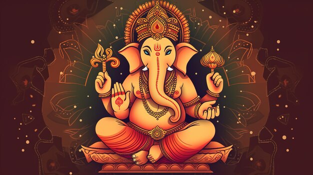 Illustration of ganesha for ganesh chaturthi and diwali Generative ai