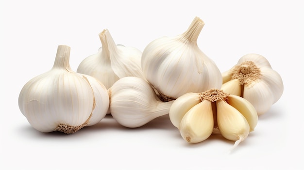 illustration of garlic freshly separated on a transparent white background