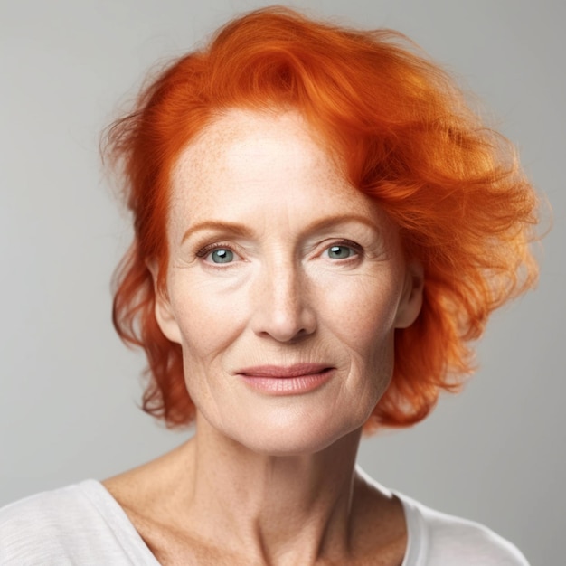 Illustration Generative AI A senior woman with red hair