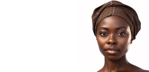 Illustration Generative AI Young African American woman with excellent skin and natural makeup