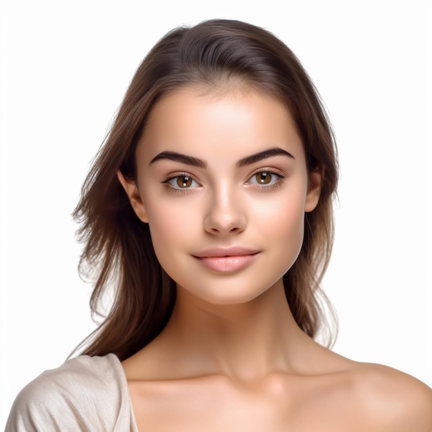 Illustration Generative AI A young beautiful woman with excellent skin and natural makeup