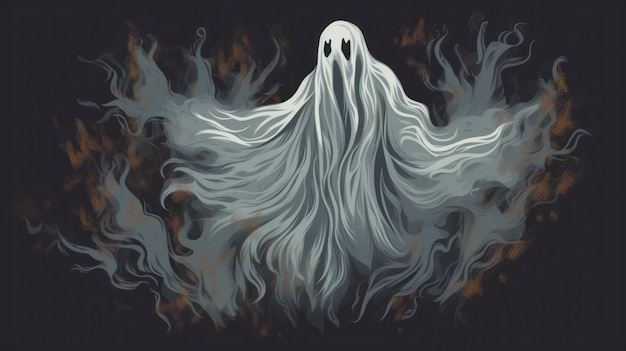 Photo illustration of a ghost in dark gray tones