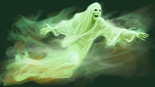 Illustration of a ghost in light green tones