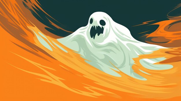 Illustration of a ghost in orange tones