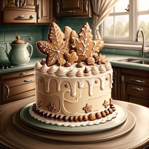 illustration of a gingerbread cake