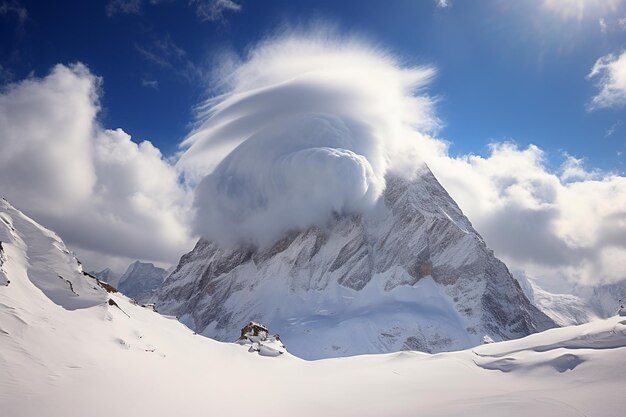 Иллюстрация Gipfel ber den Wolken im Winter (Гипфель-бер-ден-Волкен в зиме)