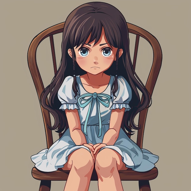 Photo an illustration of a girl sitting on a chair