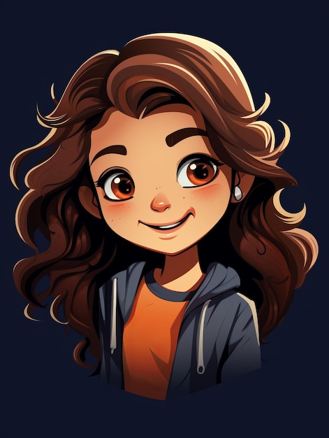 an illustration of a girl with long brown hair