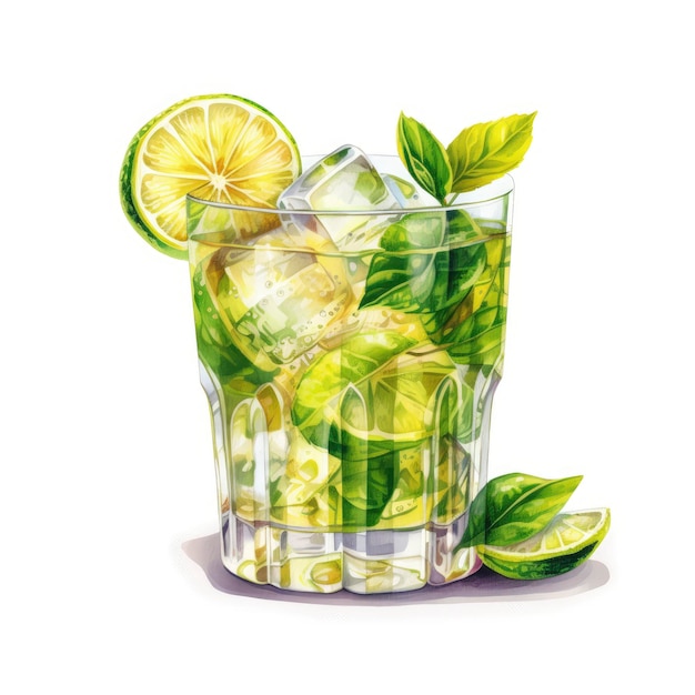 Illustration of a glass of caipirinha