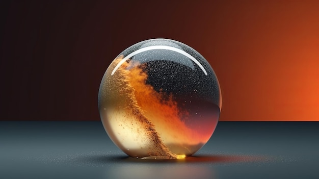 Illustration of a glass orb containing a blazing flame