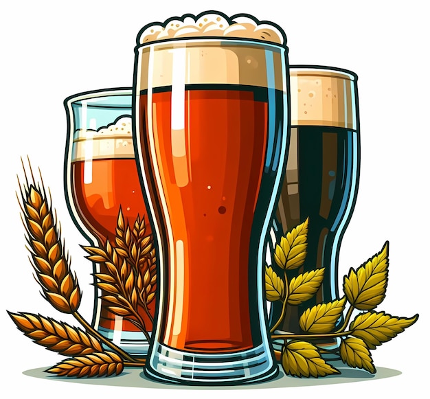 Illustration of glasses of beer
