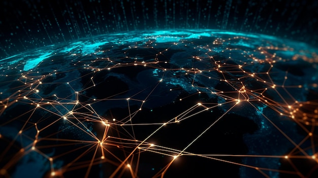illustration of globally digital connected network generative ai