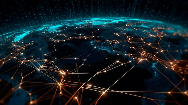 Иллюстрация глобальной цифровой подключенной сети Генеративный ИИ