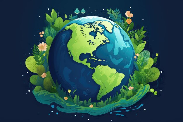 Illustration of a globe in an ecodesign style