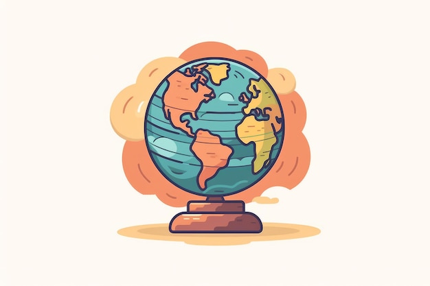 Illustration of a globe with the world on it