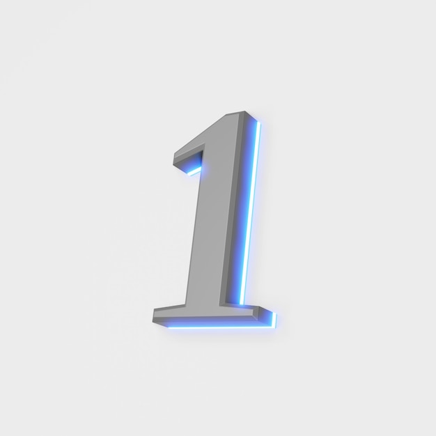 illustration of glowing digit on white background