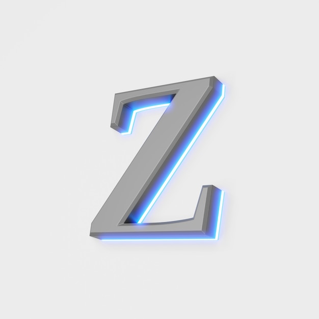 Illustration of glowing letter on white background. 3d illustration