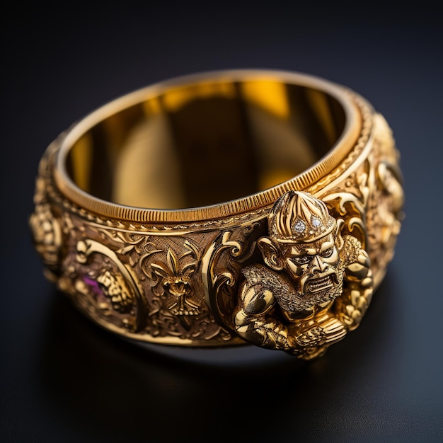 Photo illustration of god khatu shyam on gold ring