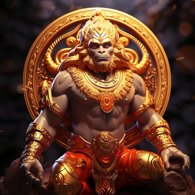 Photo illustration of god shree hanuman ji on hyper realisitc