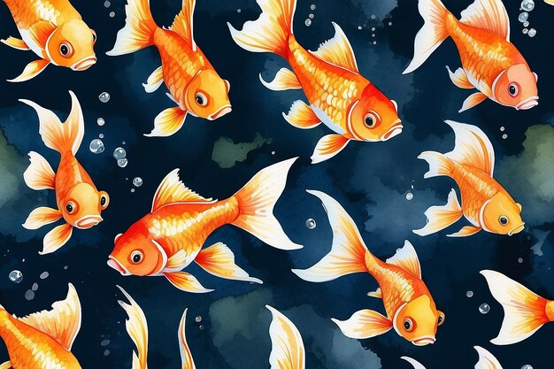 Foto illustrazione di acquerello di pesce dorato