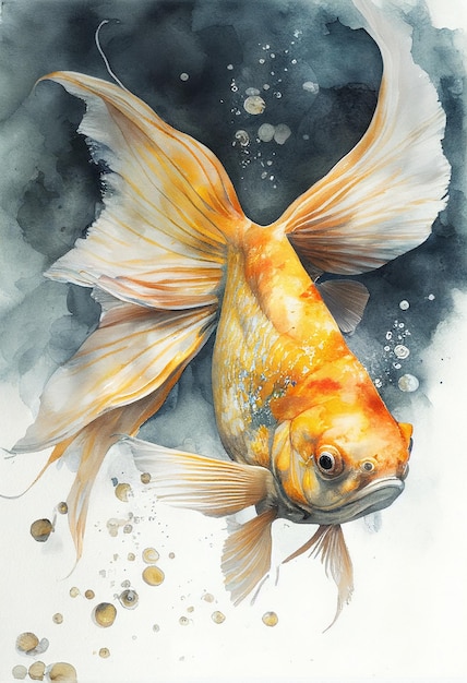 Illustration of gold fish watercolor