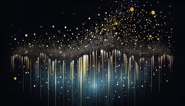 Illustration of a golden background with lines dots and bokeh Generative AI